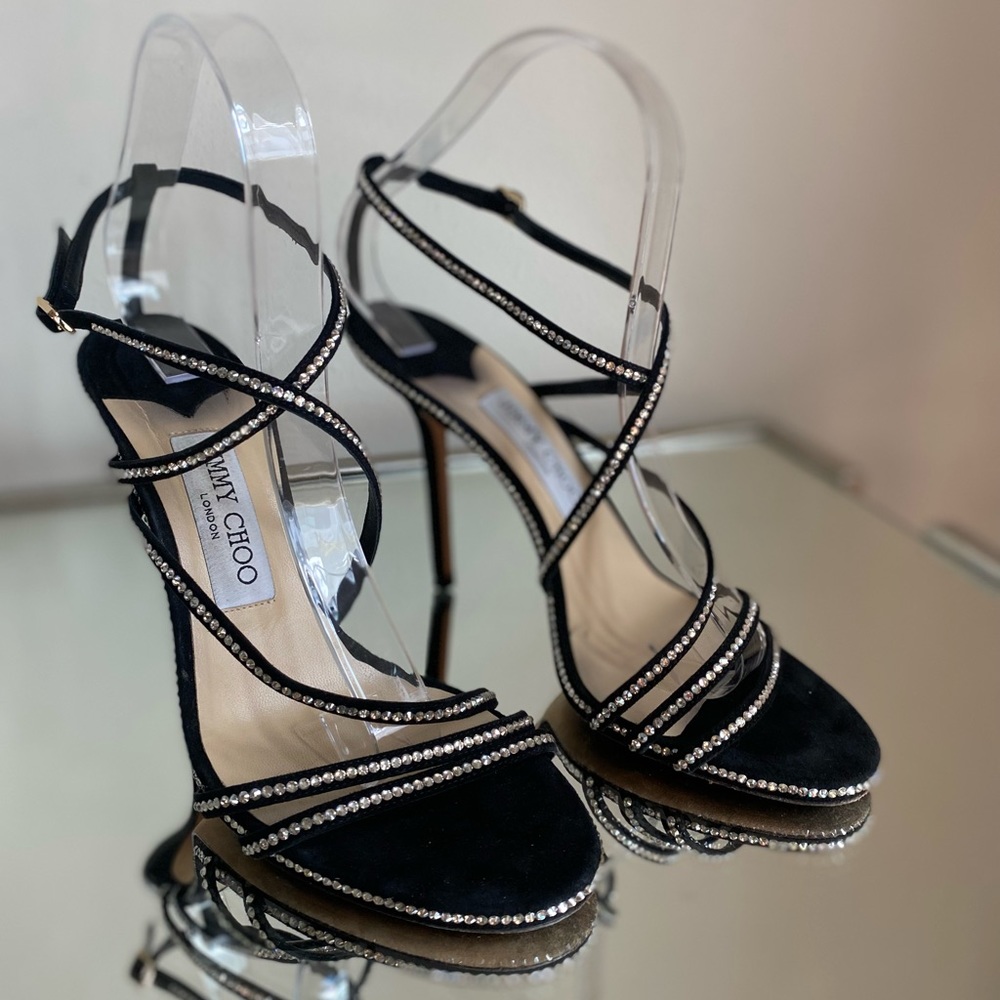 EUC JIMMY CHOO DUDETTE STILETTO SANDALS 38 $1,050 - Picture 12 of 16